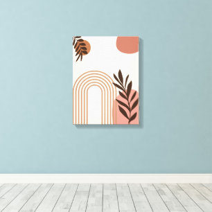 Rainbow Palm Leaf Sun, Boho Abstract Geometric Art Canvas Print