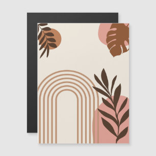 Rainbow Palm Leaf Sun, Boho Abstract Geometric Art Magnetic Invitation