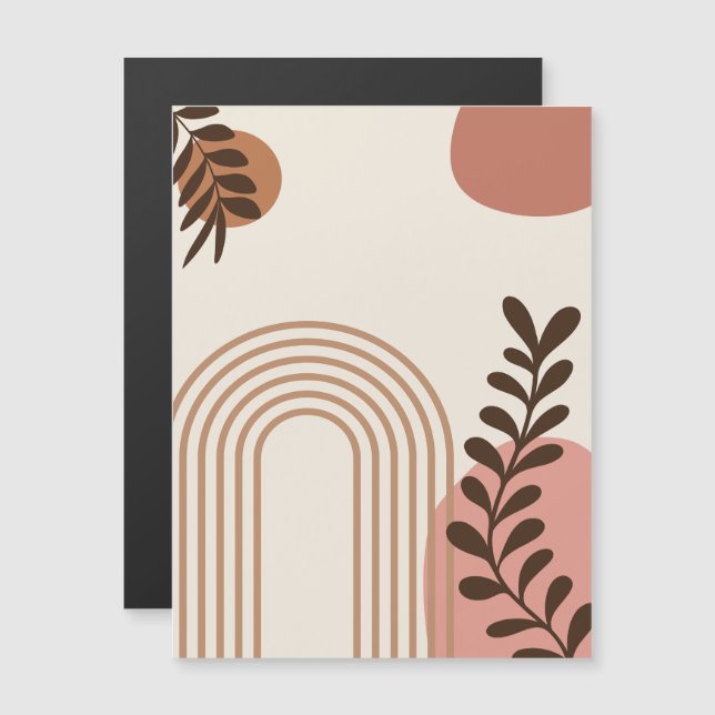 Rainbow Palm Leaf Sun, Boho Abstract Geometric Art Magnetic Invitation (Front/Back)