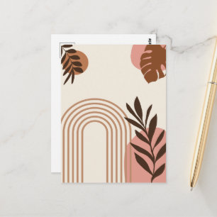 Rainbow Palm Leaf Sun, Boho Abstract Geometric Art Postcard