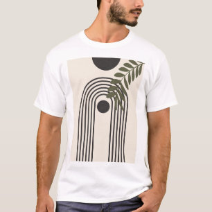 Rainbow Palm Leaf Sun, Boho Abstract Geometric Art T-Shirt