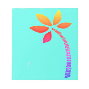 Rainbow palm tree drawing with blue background notepad