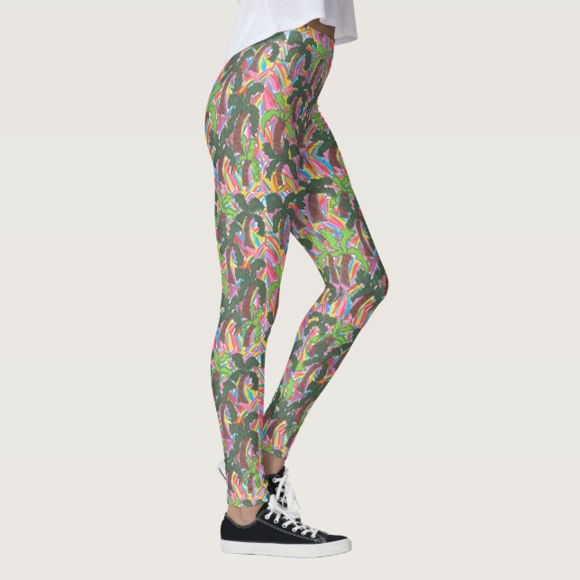 Rainbow Palm Tree Party Print Leggings (Right)