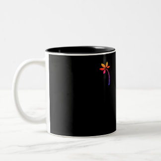 Rainbow palm tree with black background Two-Tone coffee mug