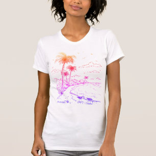 Rainbow Palm Trees and Sandpiper Beach Life T-Shirt