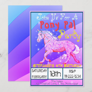 Rainbow Palomino Birthday II (soft rainbow) Invitation