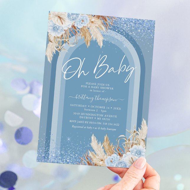 Rainbow Pampas Grass Boy Baby Shower Invitation (Creator Uploaded)