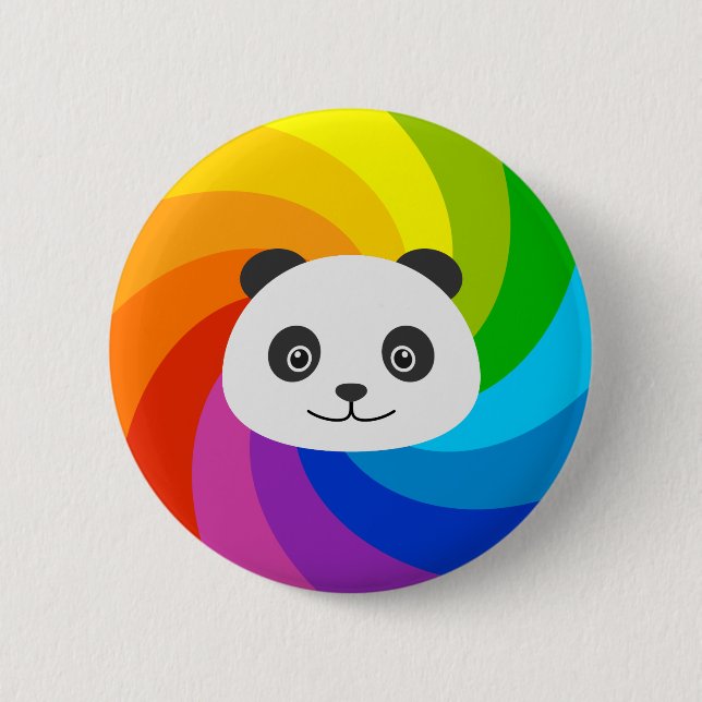 Rainbow Panda 6 Cm Round Badge (Front)