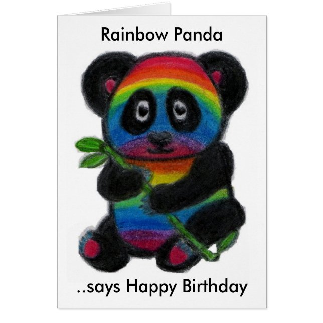 RAINBOW PANDA BIRTHDAY CARD DAUGHTER SON ETC. (Front)