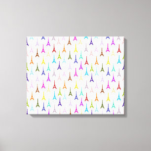 Rainbow Paris Eiffel Tower pattern Canvas Print