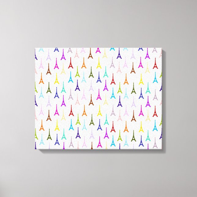 Rainbow Paris Eiffel Tower pattern Canvas Print (Front)