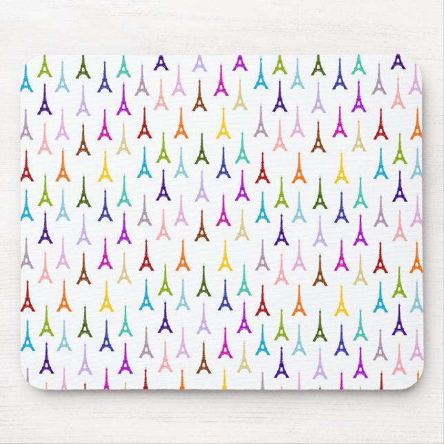 Rainbow Paris Eiffel Tower pattern Mouse Mat (Front)