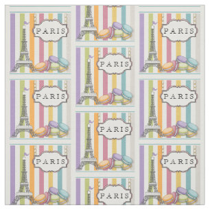 Rainbow Paris Macarons Eiffel Tower Fabric