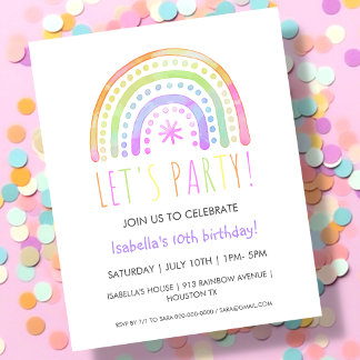 Rainbow Party | Birthday Budget Invitation
