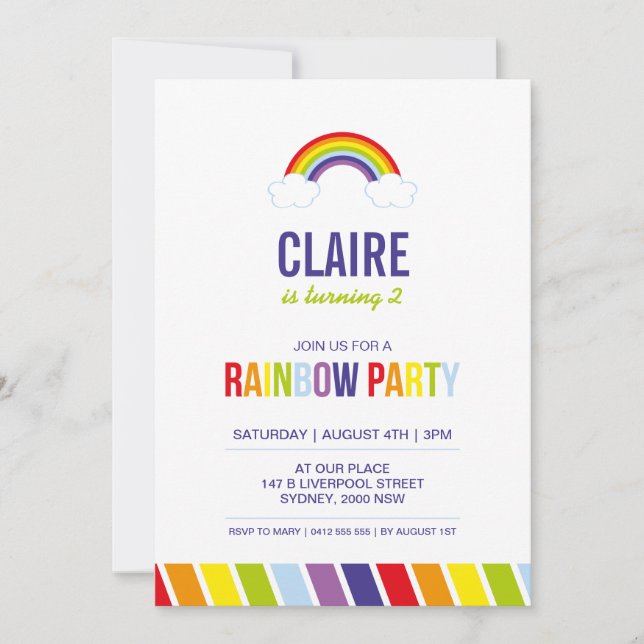 Rainbow Party Invitation (Front)