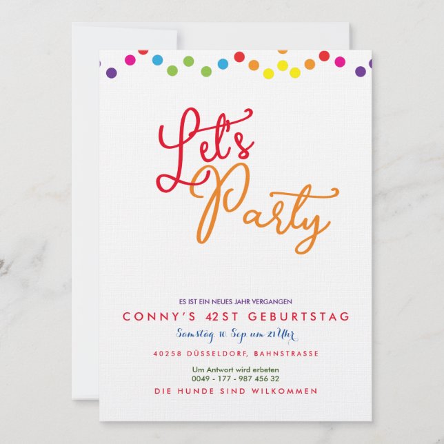 Rainbow Party Invitation (Front)