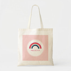 Rainbow Party Personalised Name Age Pink Blue Tote Bag