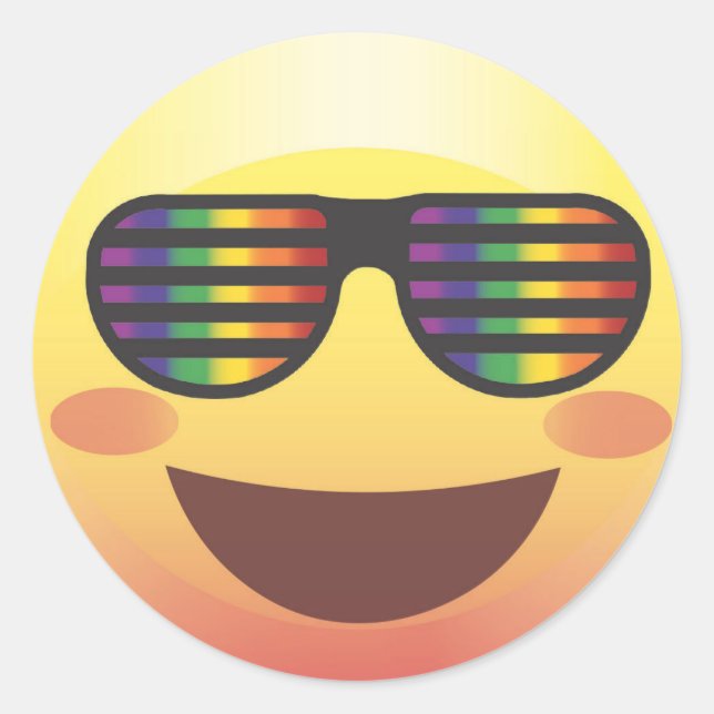 Rainbow Party Shades Emoji Face Sticker (Front)