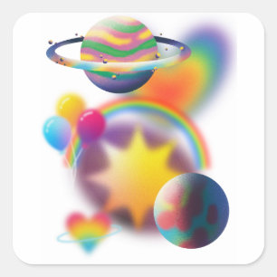 RAINBOW PARTY SQUARE STICKER