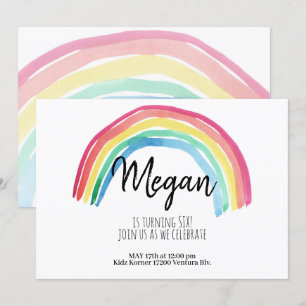 RAINBOW PARTY,WATERCOLOR RAINBOW BIRTHDAY, SIMPLE INVITATION