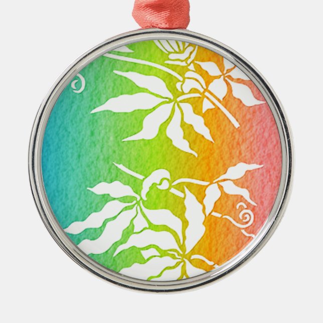 Rainbow Passion Flower Metal Tree Decoration (Front)