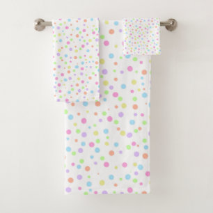 Rainbow pastel Abstract Polka DotsPattern Bath Towel Set