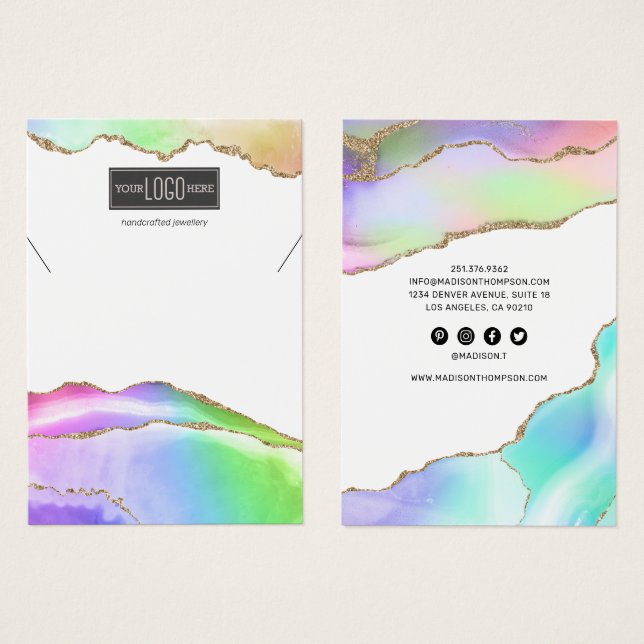 Rainbow Pastel Agate Jewellery Necklace Display (Front & Back)