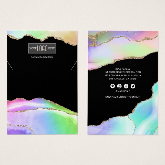 Rainbow Pastel Agate Necklace Display (Front & Back)