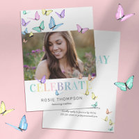 Rainbow Pastel Butterflies Photo Birthday Party