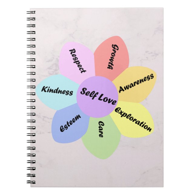 Rainbow pastel colored Self Love  Notebook (Front)