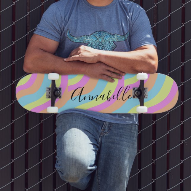 Rainbow Pastel Colour Cute Retro Skateboard (Outdoor 3)