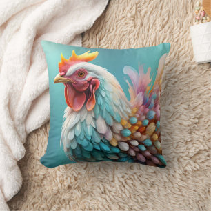 Rainbow Pastel Coloured Fluffy Chicken, Cushion