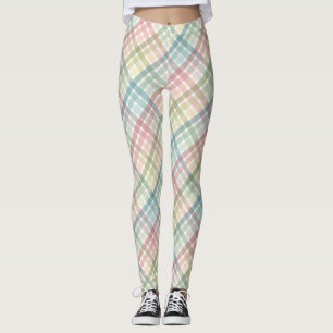 Rainbow pastel colourful plaid pattern leggings