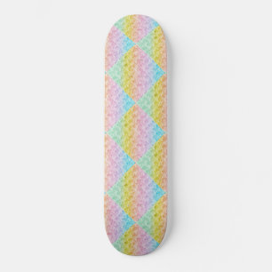 Rainbow Pastel Colours Diamond Pattern Skateboard