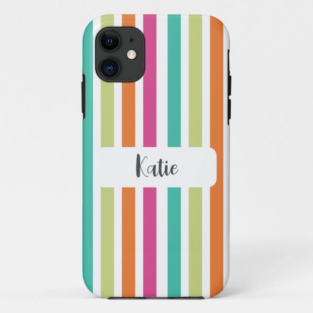 Rainbow pastel colours retro vertical stripes Case-Mate iPhone case (Back)