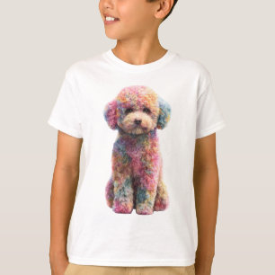 Rainbow Pastel Curly Poodle Kids T-Shirt
