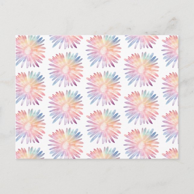 Rainbow Pastel Daisies Colourful Flower Pattern Postcard (Front)