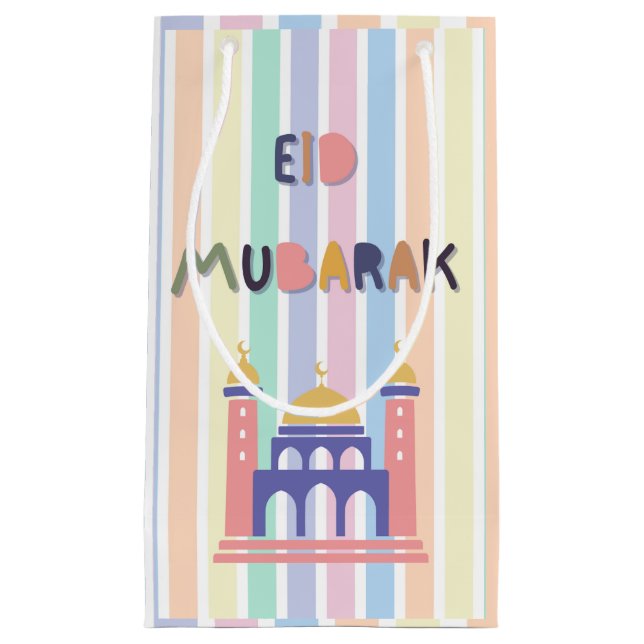 Rainbow Pastel Eid Mubarak Eid Gift Bag (Front)