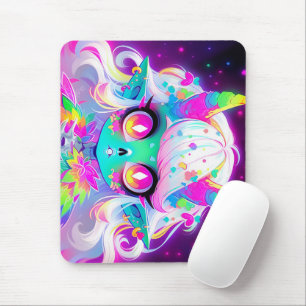 Rainbow Pastel Fantasy Skull Demon Anime Girl Mouse Mat