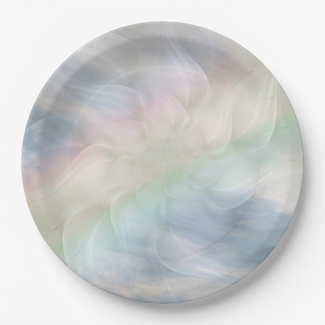 Rainbow Pastel floral Mandala design Paper Plate (Front)