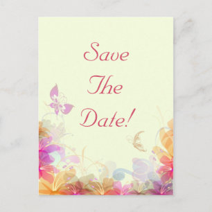 Rainbow Pastel Florals Wedding Save The Date Announcement Postcard