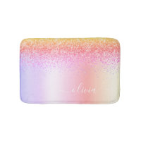 Rainbow Pastel Girly Glitter Metal Monogram Name