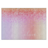 Rainbow Pastel Girly Glitter Metal Monogram Name