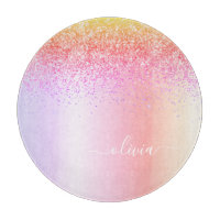 Rainbow Pastel Girly Glitter Metal Monogram Name