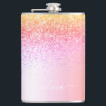 Rainbow Pastel Girly Glitter Metal Monogram Name Hip Flask<br><div class="desc">Rainbow Pastel Faux Foil Metallic Sparkle Glitter Brushed Metal Monogram Name and Initial Party Flask. This makes the perfect sweet 16 birthday,  wedding,  bridal shower,  anniversary,  baby shower or bachelorette party gift for someone that loves glam luxury and chic styles.</div>