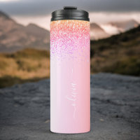 Rainbow Pastel Girly Glitter Metal Monogram Name