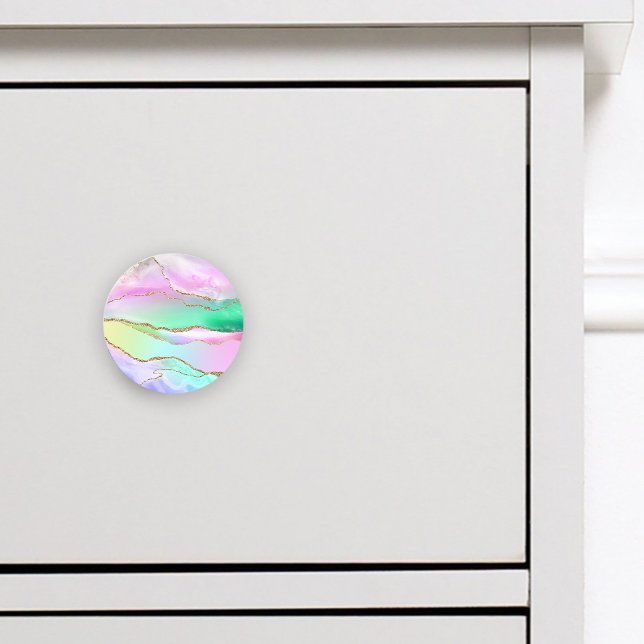 Rainbow Pastel Gold Agate Ceramic Knob (Creator Uploaded)