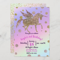 Rainbow Pastel Gold Dots Unicorn Birthday Party