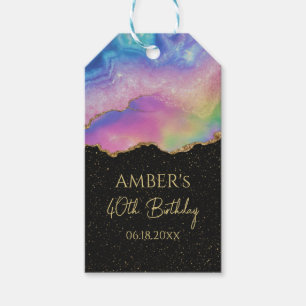 Rainbow Pastel Gold Glitter Abstract Watercolor Gift Tags