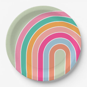 Rainbow Pastel Green Paper Plate